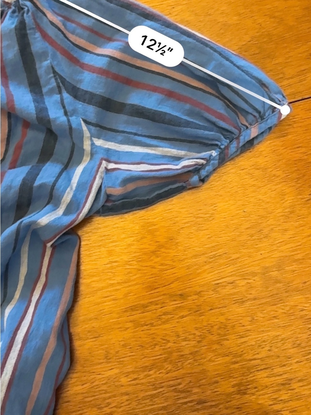 MOTHER The Beach Please Tunic Blue Multi Stripe Cotton Puff Sleeve Dress S - Picture 12 of 14